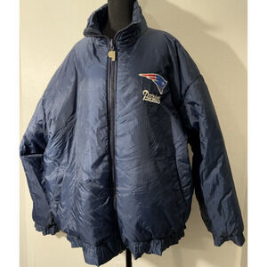 Vintage Pro Player NFL Experience Patriots Jacket Blue Solid Long Sleeve Size L